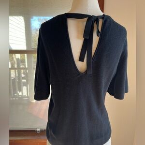 Banana Republic Black Crew Neck Sweater with Back Tie Detail